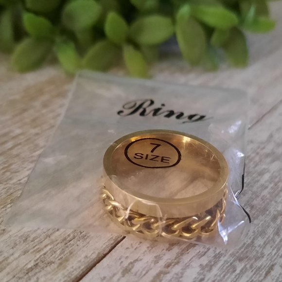 Men's Gold-Plated, Wide Band Spinner Ring with Roman Numerals NWT! - Size 7 - Picture 13 of 15